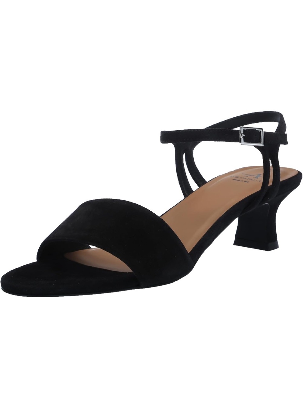 Aquatalia Women’s Kristena Black Suede Ankle-Strap Kitten Heel Sandals